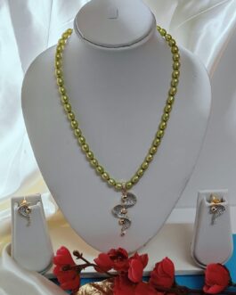 Light Olive Green Freshwater Pearl With Stunning AD Stone Pendent