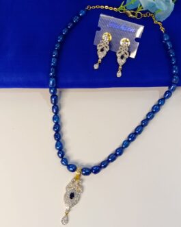 Royal Blue Freshwater Pearl with American Diamond Stone Pendent