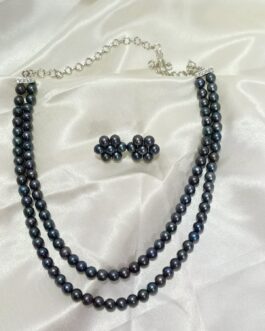 Metallic Black Two Layered Freshwater Pearl Necklace