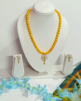 Yellow Freshwater Pearl With Yellow American Diamond Stone Pendent