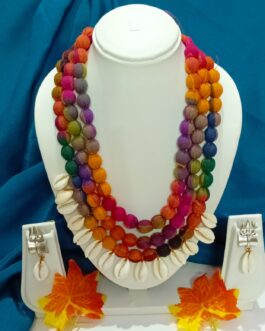 Handcrafted Multicolor Fabric Neckpiece with Kodi Shell