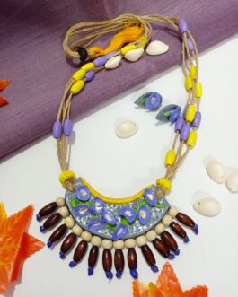 Fusion Neckpiece Made With Clay , Wooden Beads , Jute : A Perfect Blend