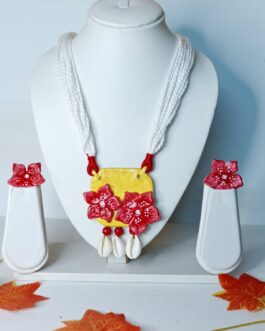 Clay Red Floral Neckpiece