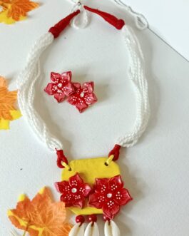 Clay Red Floral Neckpiece